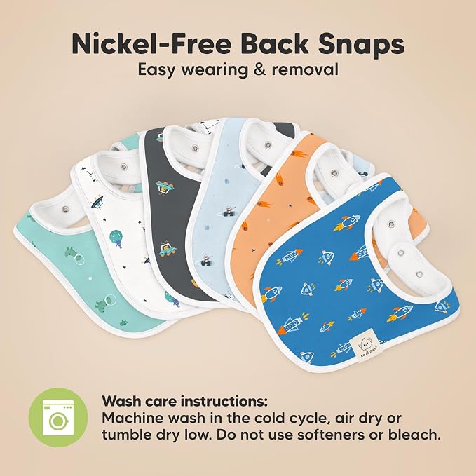 8-Pack Organic Baby Bibs for Boys, Girls - Soft Cotton Drooling and Teething Bibs for Baby Girl & Boy, Extra Absorbent, Easy To Clean & Put On for Toddler, Newborn, Infant 0-24 Months (Cosmo)