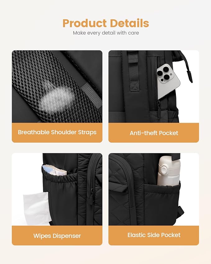 LOVEVOOK Diaper Bag Backpack, Baby Bag for Girl Boy with Changing Pad, Diaper Backpack for Mom Dad with Stroller Buckles