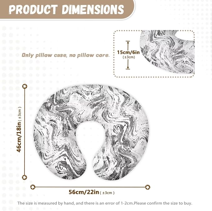 Marble Bottlefeeding Pillow Detachable Newborn Original Breastfeeding Slipcover Case and Positioner Breathable Head Support Protector Cushion Essential with Hidden Zipper Easy Care