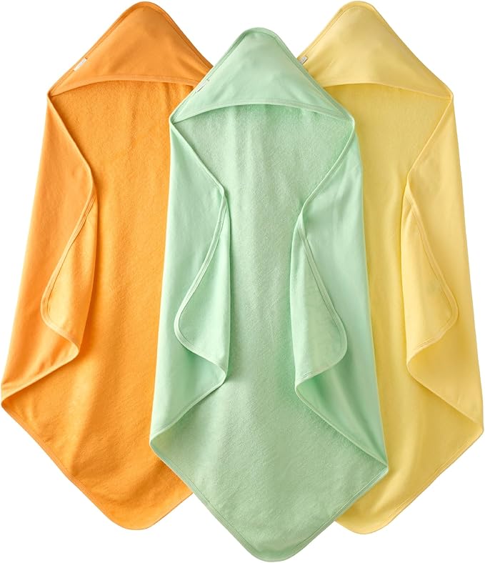 Butterblu Harper - 100% Organic Cotton Hooded Towels in Soft and Absorbent Baby Terry, 3-Pack, Sunny, One Size