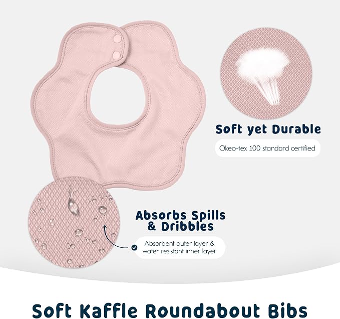 Tiny Twinkle Roundabout Drool Bibs 3 Pack - 360 Rotating Water Resistant and Absorbent Teething Baby Bibs
