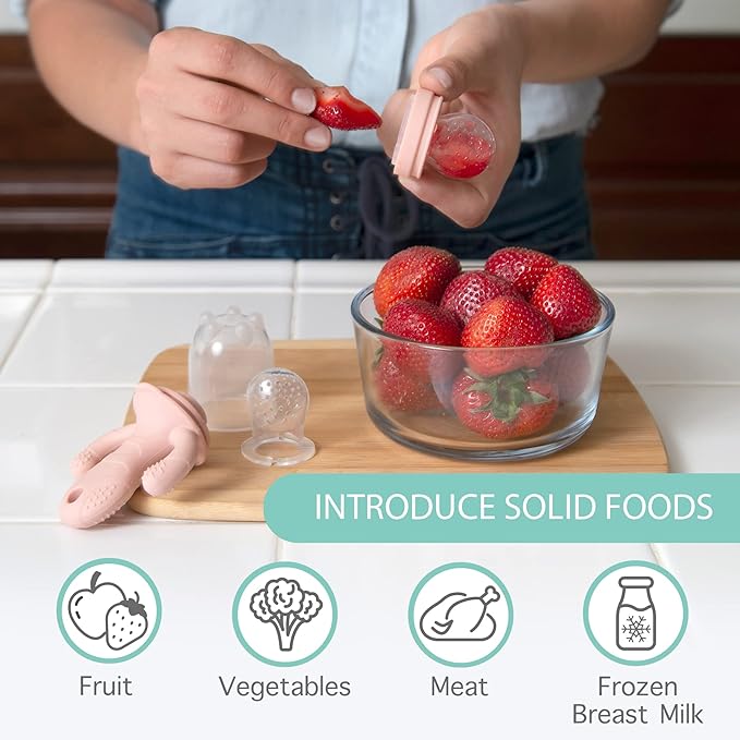 Little Twig Baby Fruit Feeder Pacifier & Teether Set ??Silicone Baby Food Feeder with Freezer Tray, BPA Free Teething Toy for Infants, Breast Milk Pops, Fruit & Puree Feeder, Baby Led Weaning Kit