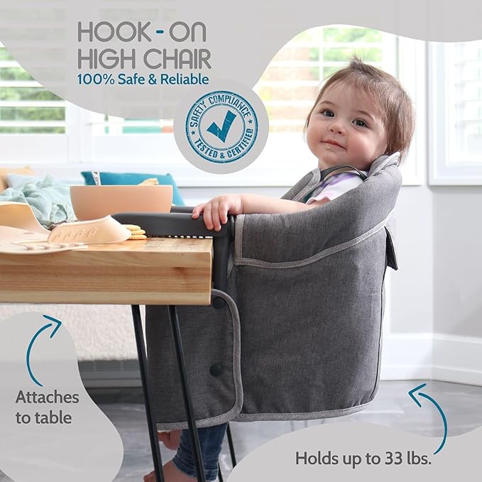 Hook On High Chair for Baby - Baby High Chair that Attaches to Table - Clip On High Chair to Table - Portable High Chair for Travel, Highchair for Baby Seat - Portable Baby Chair for Eating