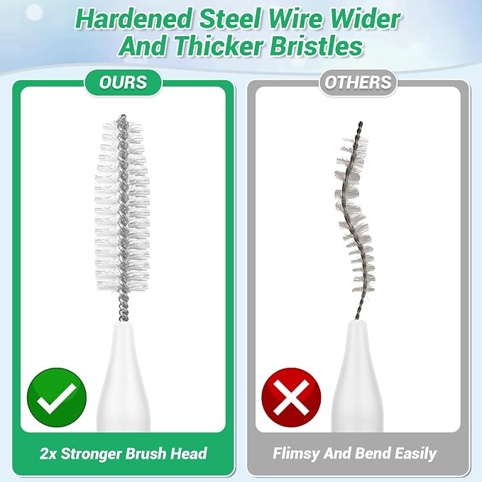MAPVOLUT 50-in-1 Shower Head Cleaner Kit with Stainless Steel Needles | Reusable Straw Brush | Unclog Tiny Nozzles for Shower, 3D Printer, Straws, Faucets, Electronics | White