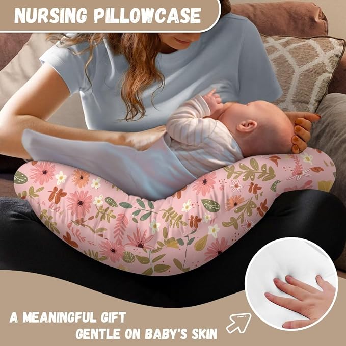 Nursing Pillow Covers U-Shaped Sloth Print Feeding Pillow Cover for Nursing Pillow Hidden Zipper Design Soft and Skin-Friendly