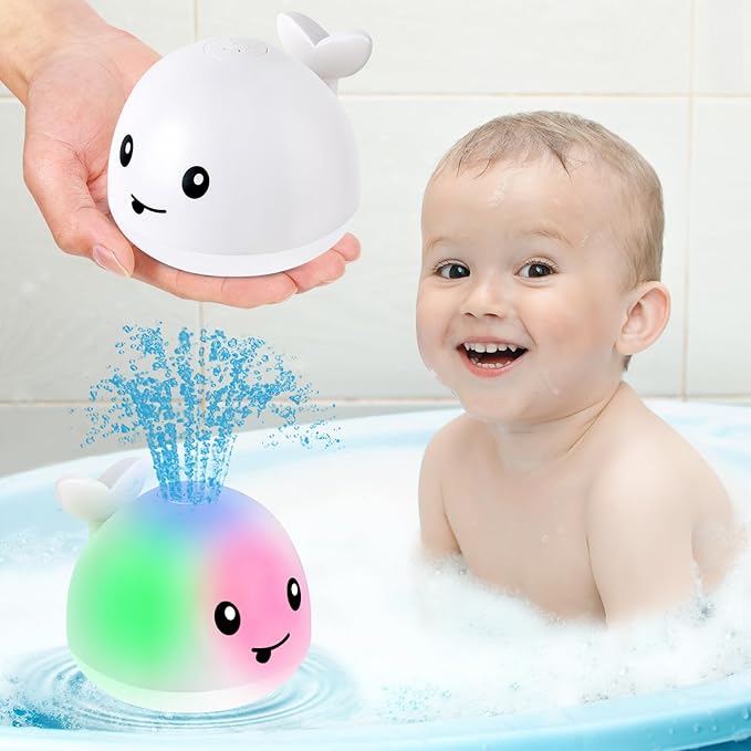 Gigilli Baby Bath Toys, Bath Toys for Kids Ages 1-3, 1 2 3 Year Boy Girl, Pool Water Toy Baby 6-12-18 Months, Light Up Whale Bath Toy Sprinkler Toddler Birthday Bathtub Fountain Pool Water Toy