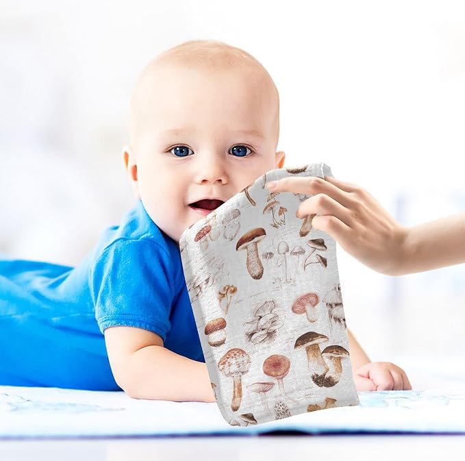 vvfelixl Baby Washcloths Cotton Different Mushrooms Baby Muslin Washcloths Soft Baby Face Towel for Newborn Infants Baby Wipes, 11.8 X 11.8 Inch, 3 Pack