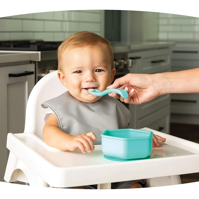 Tiny Twinkle Baby Spoon - BPA-Free Baby Feeding Spoon, Silicone Baby Spoon, Infant Spoons, Baby Spoons, Baby Essentials, Baby Essentials for Newborn, Baby Items, Baby Products - Pack of 4 (Blue)
