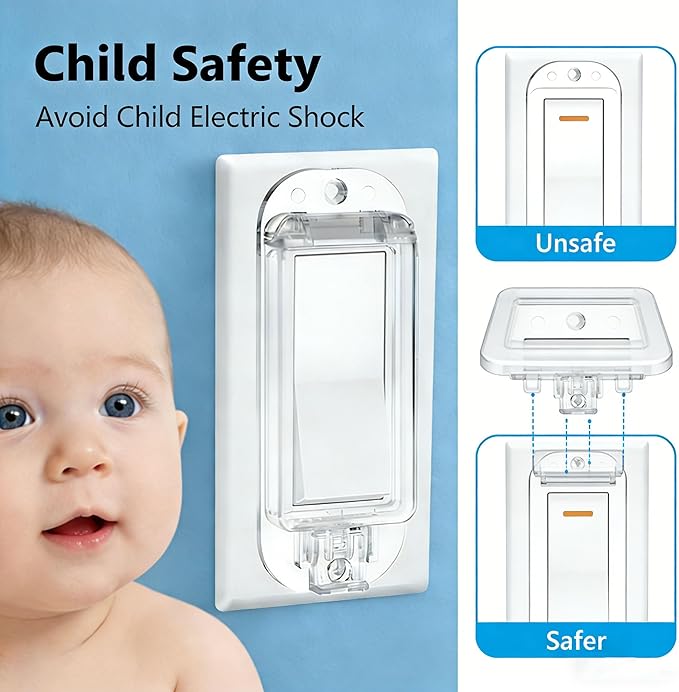 ZEFTV 2 Pack Light Switch Guard Cover Child Safe Wall Switch Cover Guard for Rocker Light Switches Electrical Outlet Receptacle Covers Guard