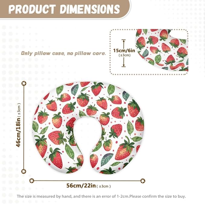 Nursing Pillow Cover Stretchy，Cotton Blend，Fits The Original Support for Breastfeeding，Lots of Strawberries,for Breastfeeding and Bottle Feeding