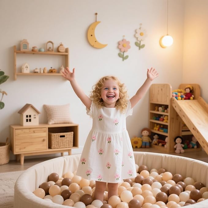 GOGOSO Ball Pit Balls for Toddlers Phthalate-Free BPA-Free Non-Toxic Crush Proof Soft Plastic Play Balls Baby Kids Shape Tent Pool Playhouse Playpen Party Decor,Coffee Brown Beige,500PCS
