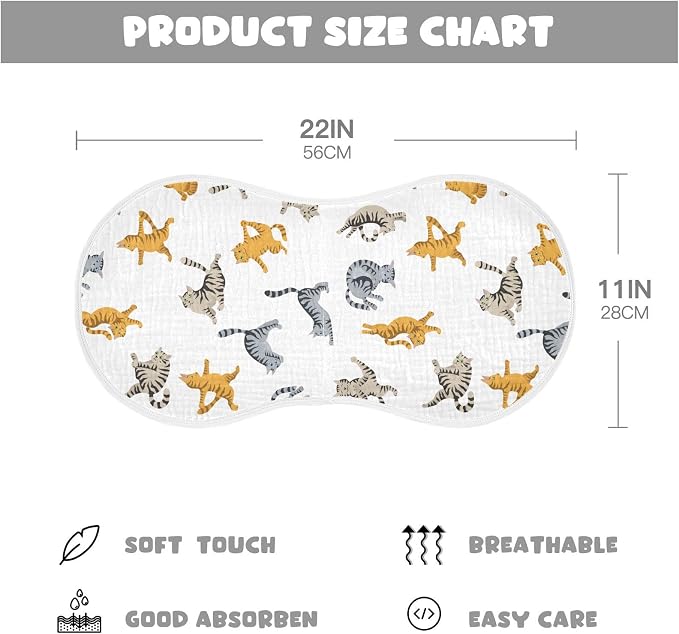Yoga Tabby Cat Pattern Muslin Burp Cloths for Baby 4 Pack Soft 100% Cotton Baby Washcloths Bibs for Boy Girl