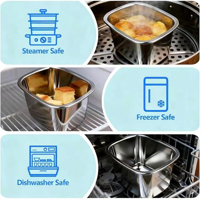 Stainless Steel Small Container with Lid - 3 Piece 15.2oz Reusable Stainless Steel Snack Containers, Leakproof Freezer Safe Metal Bento Box Fit for Portioning Snacks, Dips, and Salad