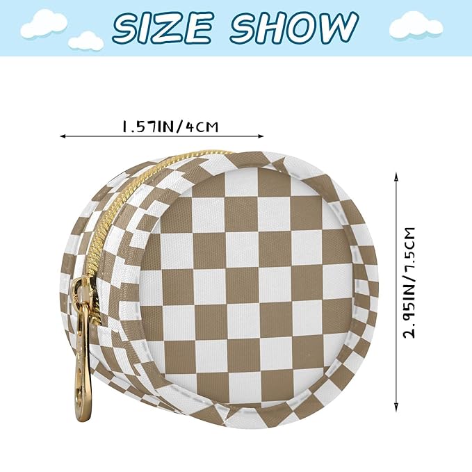 Checkered Plaid Khaki Print Pacifier Holder Case with Metal Clip Portable Pacifiers Pouch for Baby Boys Girls