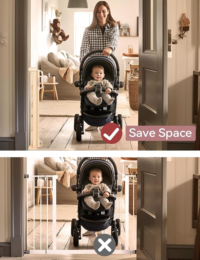 Momcozy Retractable Baby Gate, 33" Tall, Extends up to 55" Wide, Child Safety Baby Gates for Stairs, Doorways, Hallways, Indoor, Outdoor