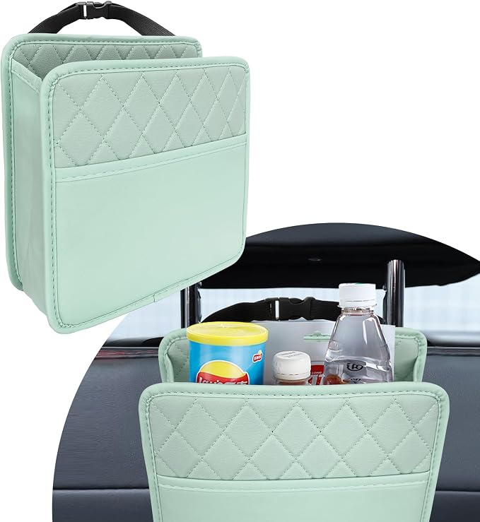 Car Seat Back Organizer, Car Organizers and Storage, PU Leather Vehicle Backseat Hanging Pocket, Automotive Accessories Multi-Pocket Storage Box Organizer Fit for Most Cars (Green, Style 1)