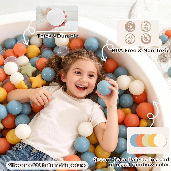 TRENDPLAY Ball Pit Balls Star and Heart Shapes for Toddlers - 50 100 200 500 Count Plastic Balls for Ball Pit Fun and Play