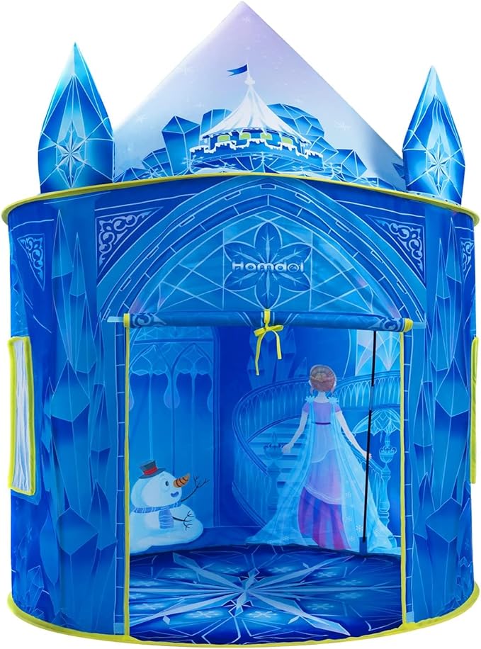 Hamdol Princess Play Tent for Girls, Frozen Toy, Ice Castle Kids Playhouse for Indoor & Outdoor, Imaginative Castle Tent with Carry Bag, Perfect Easter, Birthday & Valentine Gift for Girls Ages 2??