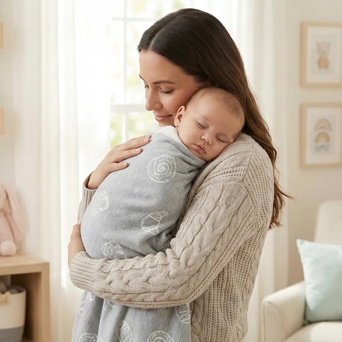 100% Cotton Baby Blanket Ultra Cozy Soft Newborn Swaddle for Boys and Girls, Gentle on Skin, Machine Washable Perfect Registry Essential Marshmallow Gray