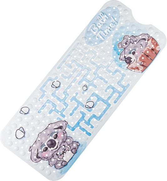 Baby Bathtub and Shower Mat, Non Slip with Suctions Cups and Drain Holes, Machine Washable, Bath Mat for Tub for Kids, 39.5 x15.7 Inch, Koala Print