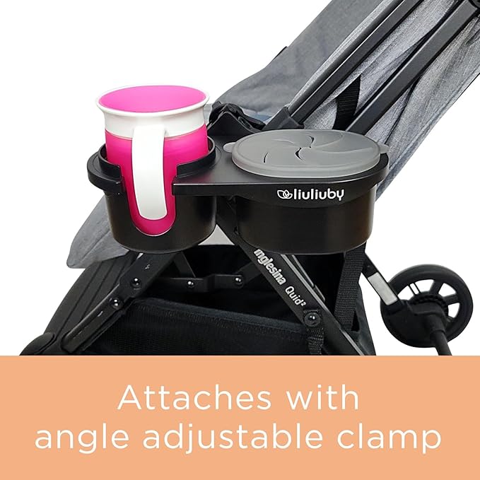 liuliuby Universal Stroller Snack Tray Attachment | Stroller Cup Holder Attachment Universal Snack Tray for Stroller Tray Attachment | Clip On Baby Stroller Accessories for Joggers, Umbrella & Wagons