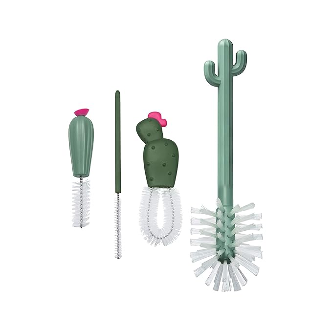 Boon Cacti Replacement Set - Bottle, Straw Brushes, Nipple, Detail - Non Toxic, Durable Nylon, Multicolor, 4 Count