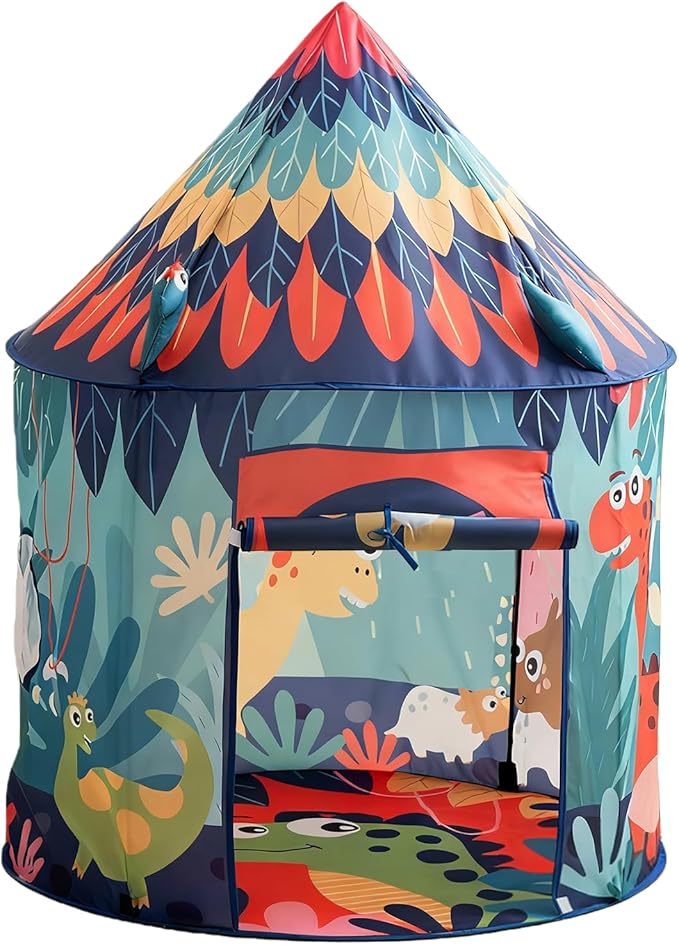 Dinosaur Pop Up Tent for Kids, Foldable Toddler Pop Up Indoor Tent for Boys Girls, Outdoor Dino Playhouse Fort Tent Ideal Birthday for Age 3 4 5 6 8