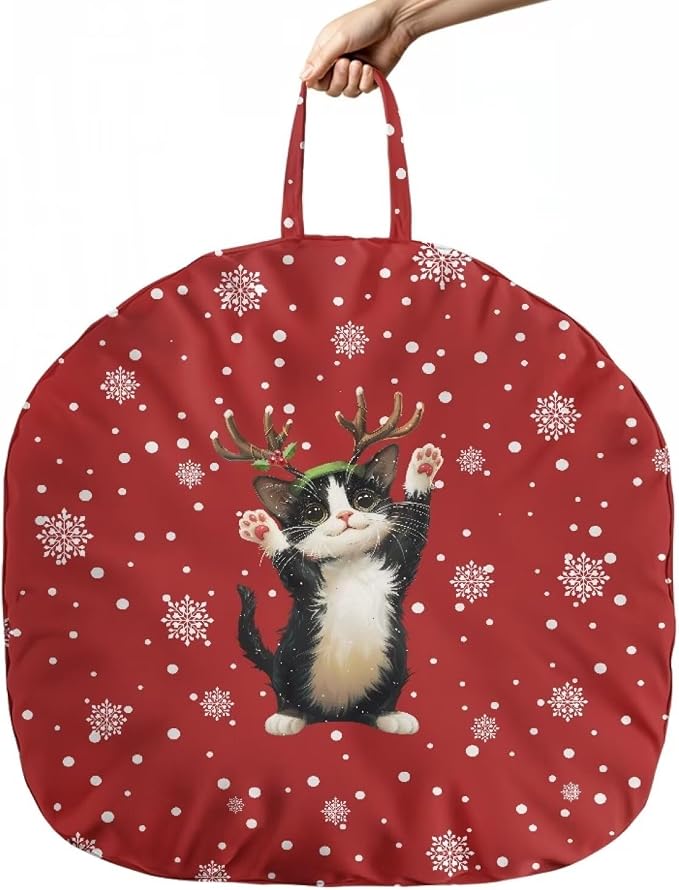 Christmas Cat Boy Girl Gender Neutral Nursing Pillow Cover Baby Breastfeeding Slipcover Infant Newborn Nursery Bottle Pillowcase Feeding Cushion Cover (Pillow NOT Included)
