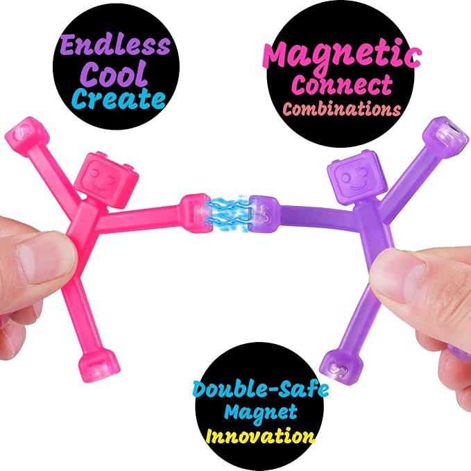 24 pcs Magnetic Travel Toys for Kids, Creative, Portable and Educational, Magnetic-People-Magnet-Men: Cute Robot & Funny Magnets, Small Fidget Toys for Classroom Prizes, Easter Egg Stuffers, Office