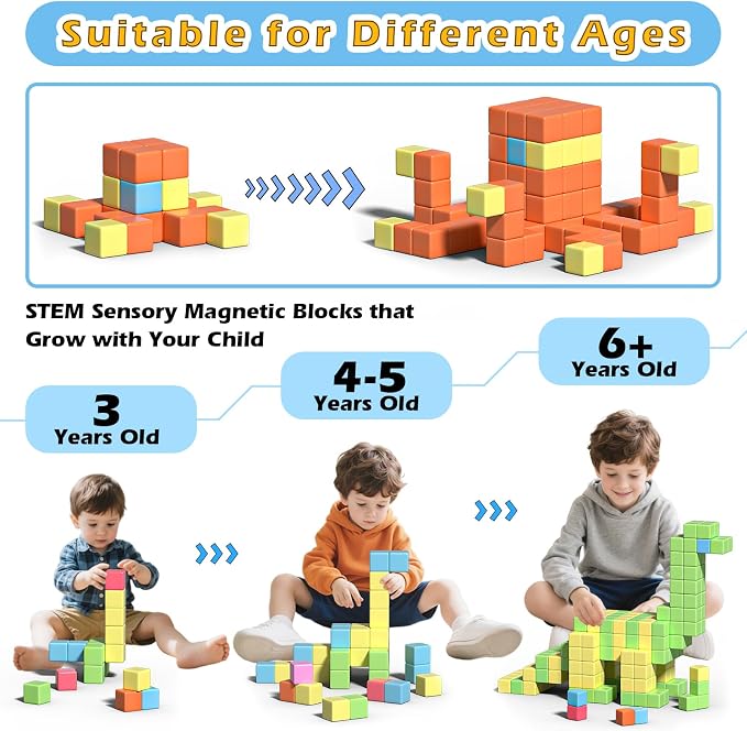 Apluses 42PCS Magnetic Blocks Set, Magnet Building Cubes for Toddlers, Travel Sensory Autism Preschool Montessori Toys for 3 4 5 6 7 8 Year Old, Birthday Girls Boys Gifts