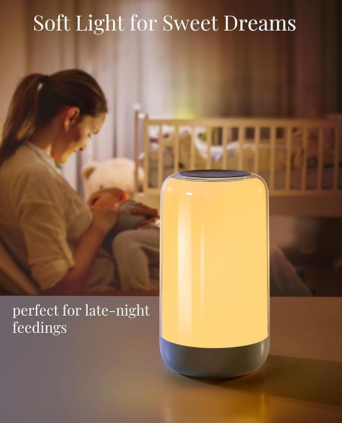 RGB 7 Color Gradient Night Light, Portable Rechargeable Nursery Lamp with Color Transition & Stepless Dimming, BPA-Free Baby Night Light, Ideal for Breastfeeding, Baby Room & Travel