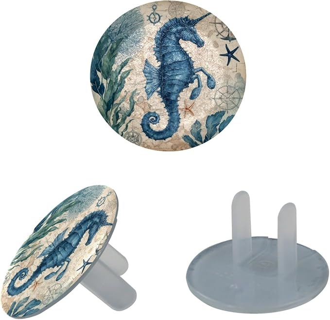 24 Packs Outlet Plug Covers Baby Proof Seahorse Plastic Electrical Socket Covers for Outlets Safety Wall Plug Plates Caps, Easy Installation