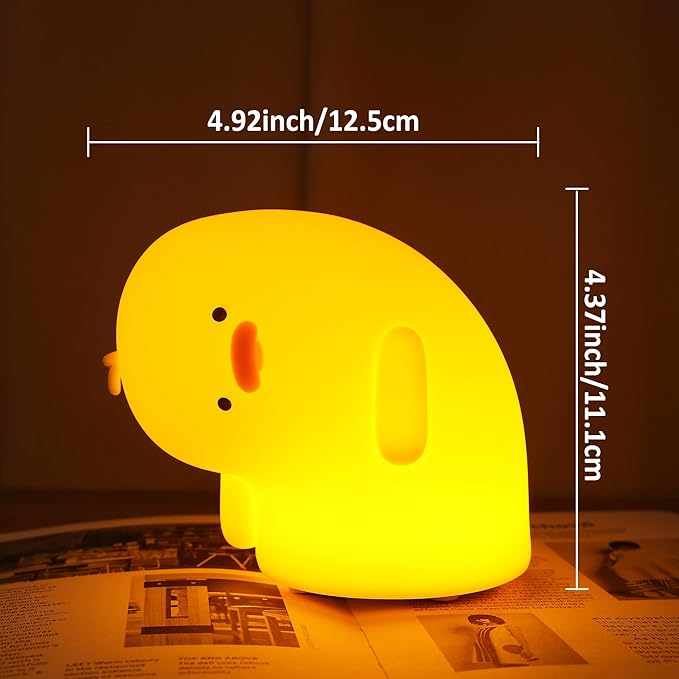 Attivolife Duck Night Light, Silica Gel Nursery Bedside Lamp with Dimmable Rechargeable Timer, Great Decor Piece for Bedrooms, Study, Creative Gift Idea Appeals to Mother Kids Friends Family