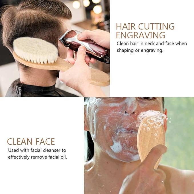Soft Goat Hair Brush for Men or Women - Beard and Hair Cleaning Brush for Home Use, Styling or Detangling, Ideal for Curly Hair and Blow Drying