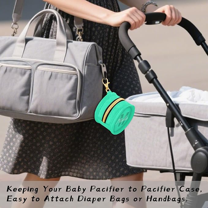 Custom Turquoise Pacifier Holder Case for Diaper Bag Personalized Portable Travel Pacifier Storage Case with Clip Newborn Baby Pouch for Baby Boys Girls Purse Outdoor
