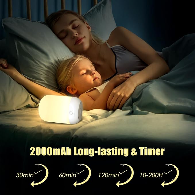 Rechargeable LED Night Light for Kids - Dimmable Bedside Lamp with Remote Control, Portable Baby Night Light with 17 Colors Changing & Timer Setting for Baby Nursery Toddler Room Breastfeeding