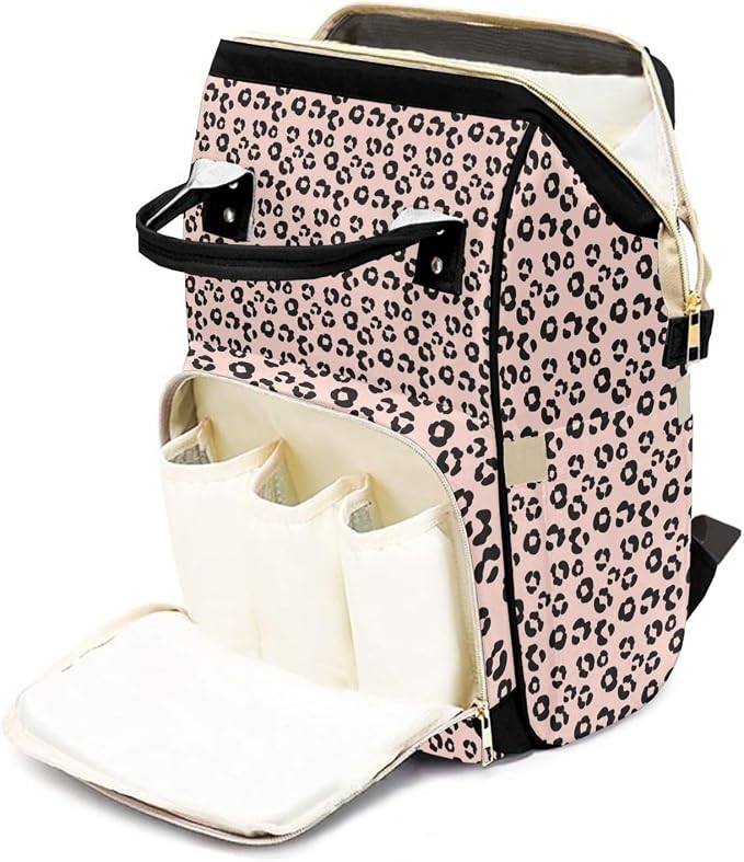 Custom Diaper Bag with Name Personalized Multifunctional Mommy Backpack for Shoulders Outdoor Backpack for Newborn Baby Thermal Pockets Nursing Bags （Leopard print）