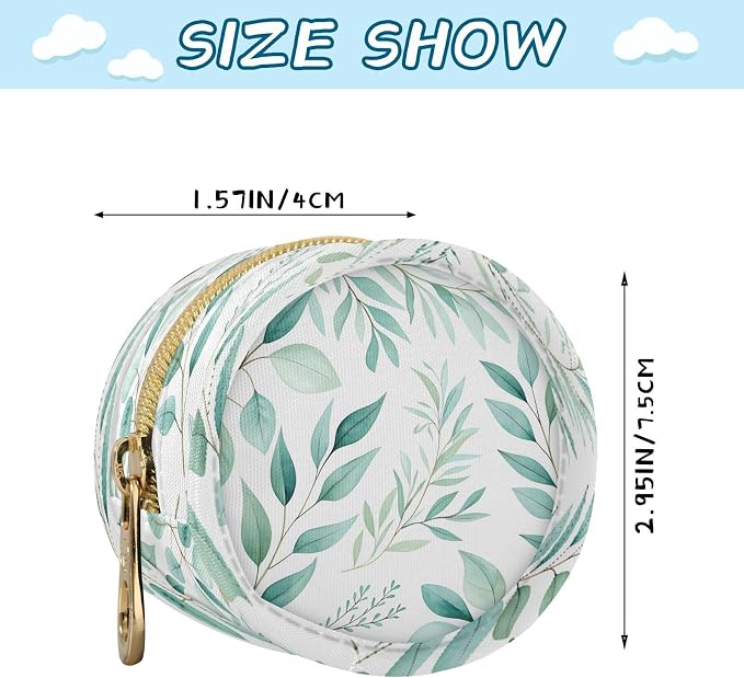 Watercolor Botanical Leaf Pacifier Holder Case with Clip Portable Small Travel Pacifier Pouch for Mom Bag Zipper Coin Purse Pendant