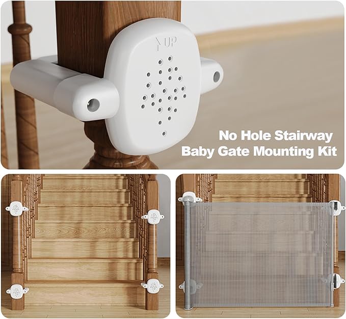 2SET,Stairway Baby Gate Mounting Kit, No-Drill Banister Adapter – Fits Posts 1.5" to 3.5" Wide, Universal Adapter for Pressure or Hardware-Mounted Gates