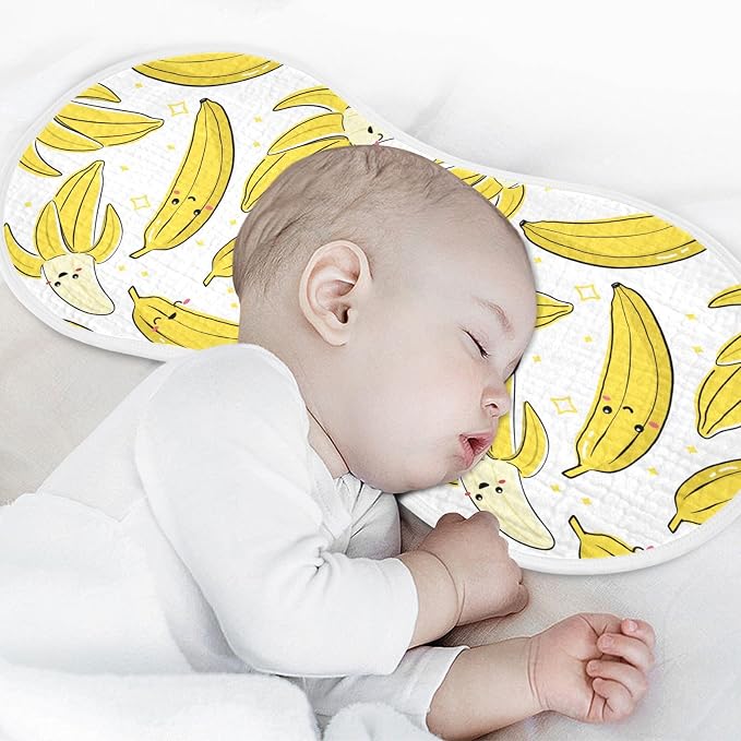 vvfelixl Burp Cloths Cute Bananas for Baby Boy Girls Baby Washcloths Burp Rags 1 Pack White