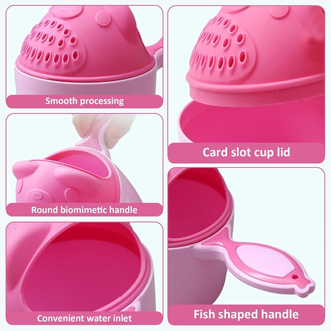 Bath Rinser Cup for Babies, Cartoon Bear Baby Bath Rinse Cup with Handle, Multi-Use Rinsing Water Scoop for Protecting Infant Toddlers Eyes