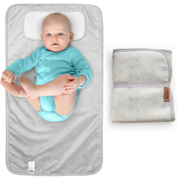 Hamur Home Portable Changing Pad ??Waterproof, Washable & Easy Wipe Clean, Foldable Travel Baby Changing Mat for Diaper Bag, Compact & Lightweight, Must-Have for Newborns (Solid Green)