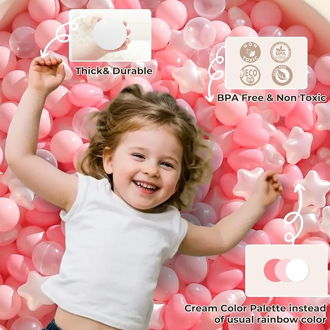 TRENDPLAY Ball Pit Balls Star and Heart Shapes for Toddlers - 50 100 200 500 Count Plastic Balls for Ball Pit Fun and Play