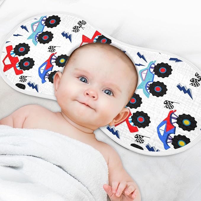 vvfelixl Monster Truck Cartoon Burp Cloths for Baby Boy Girls Baby Washcloths Burp Rags 1 Pack