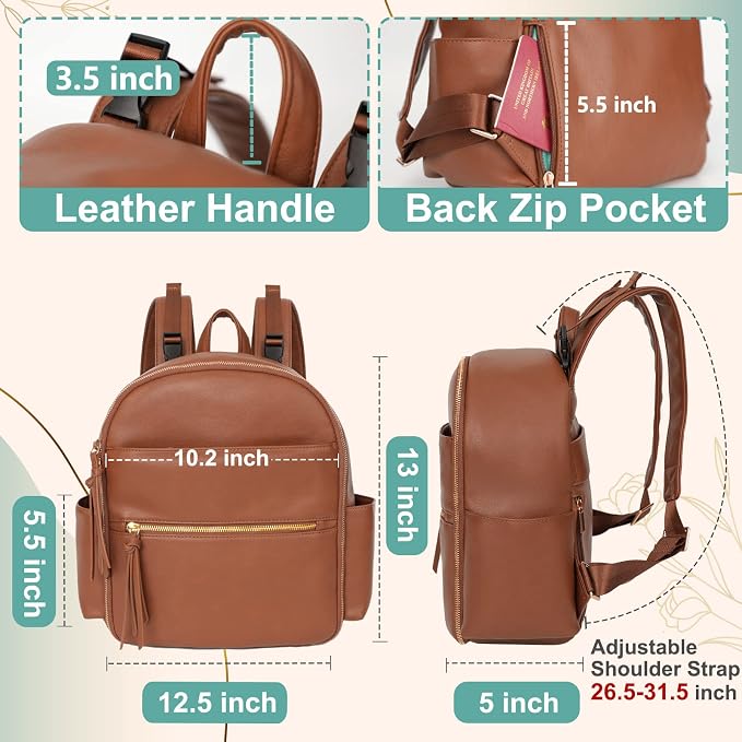 MOMINISDE Mini Diaper Bag Backpack, Small Diaper Bag, Mini Diaper Bag, Diaper Bag Organizers, 4 Insulated Pockets, Changing Pad, Stroller Straps