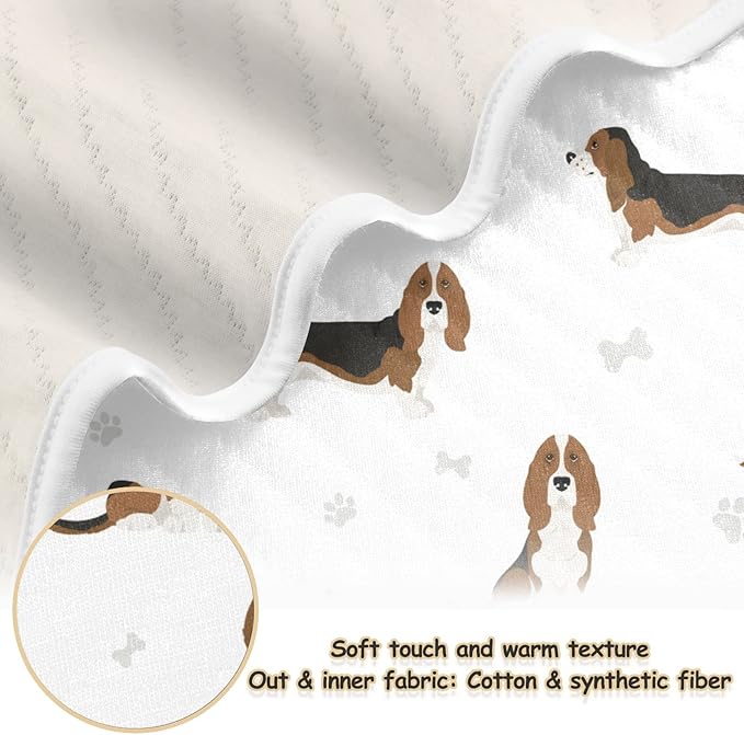 Ollabaky Basset Hound Dog Baby Blanket for Boys Girls Cotton Throw Blanket Swaddle Blanket for Crib Stroller Nursery Receiving Blanket Infant Toddler Unisex 30"x40"