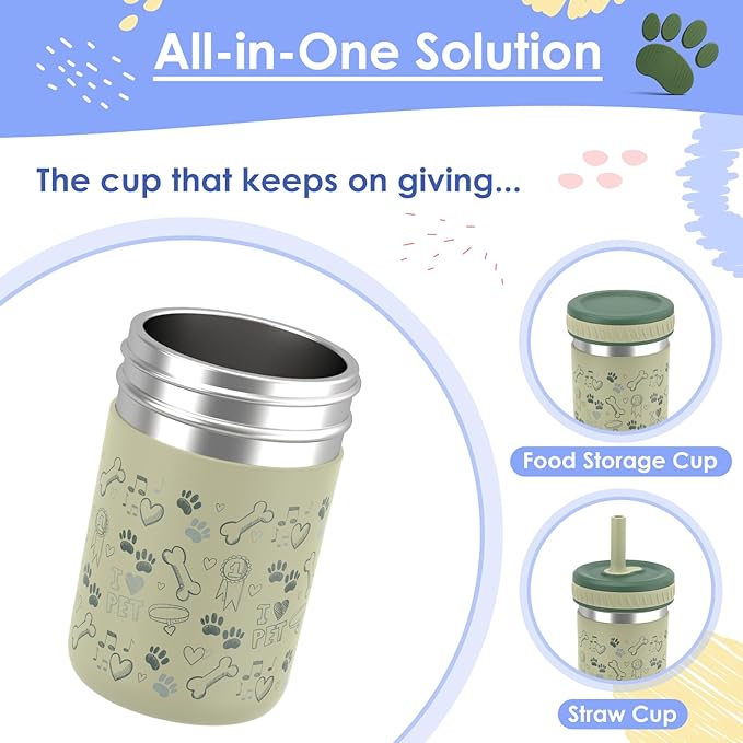 Sursip Toddler Kids Cups with Lids and Straws, Stainless Steel Toddler Sippy Cups Kids Tumbler with Silicone Straws for Smoothie, Drinking, Snacks, BPA-Free, Dishwasher Safe - 10 oz (4 Packs)