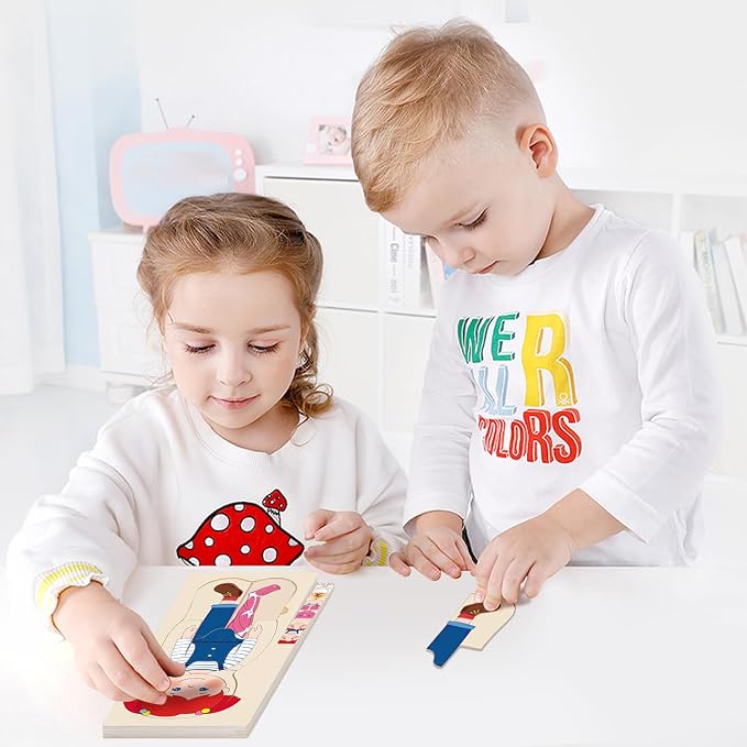 Wooden My Body Puzzle for Toddlers & Kids, Girls Montessori Anatomy Puzzle Kid Play Set, Preschool Game Learning Human Body Skeleton Toys for Kids Ages 3-5
