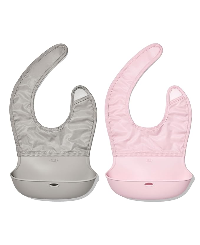 OXO Tot Roll-Up Bib - 2 Pack - Drizzle and Blossom