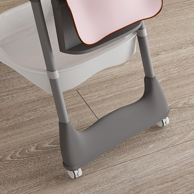 Portable Baby High Chair with 5-Level Height & 4-Tray Adjustments, 3-Position Recline, 12.8" Wide Seat (160lbs Capacity), Compact Fold for Home & Travel (6 Months-6 Years) (Pink)